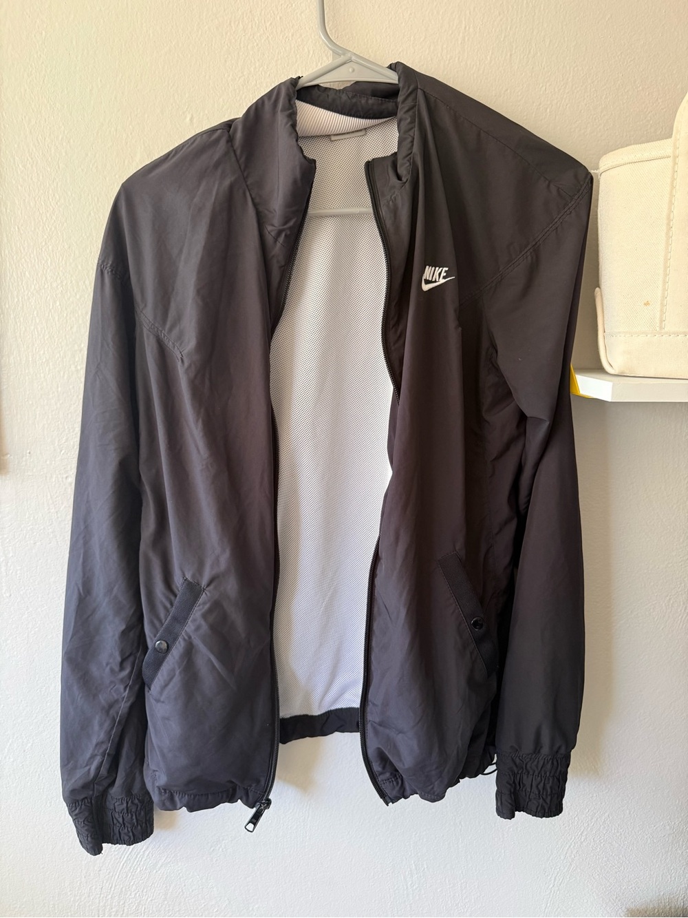 Nike Black Lightweight Zip Jacket with White Logo